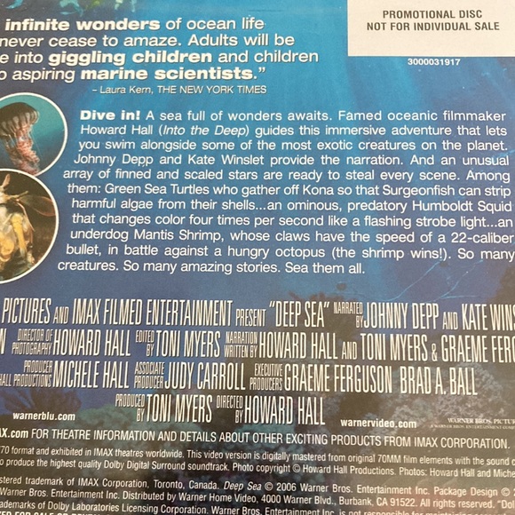 IMAX DEEP SEA 3D Blue-ray DVD plus 4 SCENIC MOODS, 4-Disc Blue-ray collection - Picture 9 of 10